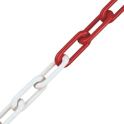 Securit Short Link Plastic Chain Red/White 8mm x 5m