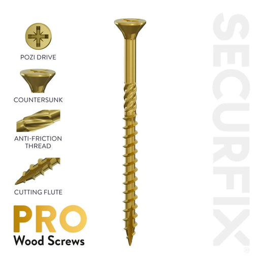Securfix Pro Wood Screws Size: 10 x 2" (5.0mm x 50mm) | Pack of 725 Screws