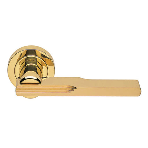 Veronica Lever On Concealed Fix Round Rose Otl (Polished Brass) - Polished Brass 51MM