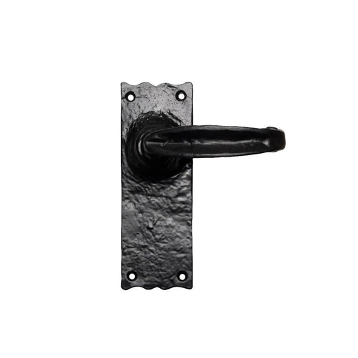 Traditional V Lever On Face-Fix Backplate - Latch - Black Antique 152mm x 55mm