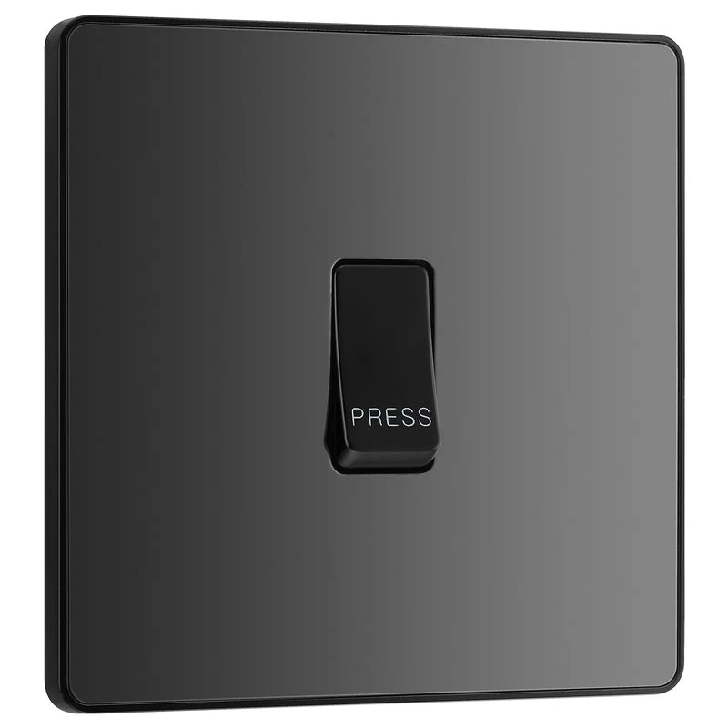 BG Electrical Evolve Black Chrome - Single, bell push switch