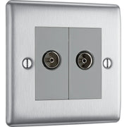 BG Electrical Nexus Metal Brushed Steel - Double, TV/FM