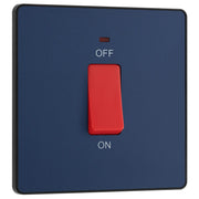 BG Electrical Evolve Matt Blue - 45A, double pole, single plate, with indicator