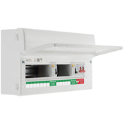 BG Circuit Protection Dual RCD SPD - 19 module, 12 way, 100A Main Switch, 2 x 80A Type A RCD, Type 2 SPD