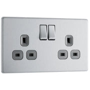 BG Electrical Flatplate Screwless Brushed Steel - Double, switched, double pole