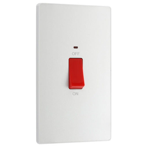 BG Electrical Evolve Pearlescent White - 45A, double pole, large plate, with indicator