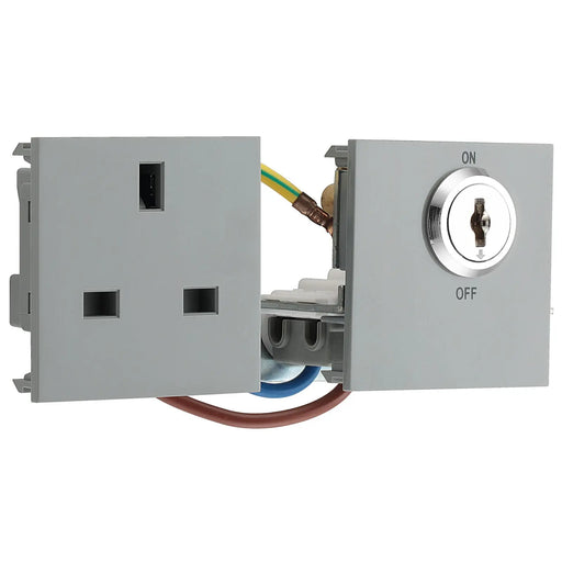 BG Electrical Euro Module - 13A double pole, key controlled socket