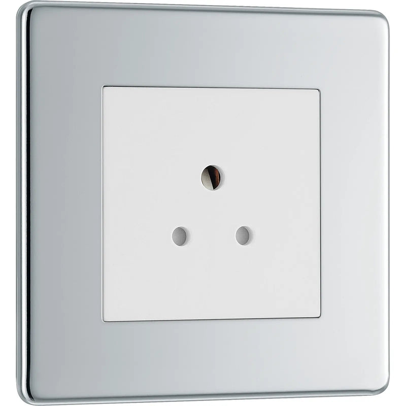 BG Electrical Flatplate Screwless Polished Chrome - 2A, single, unswitched, round pin