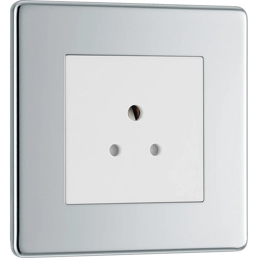 BG Electrical Flatplate Screwless Polished Chrome - 2A, single, unswitched, round pin