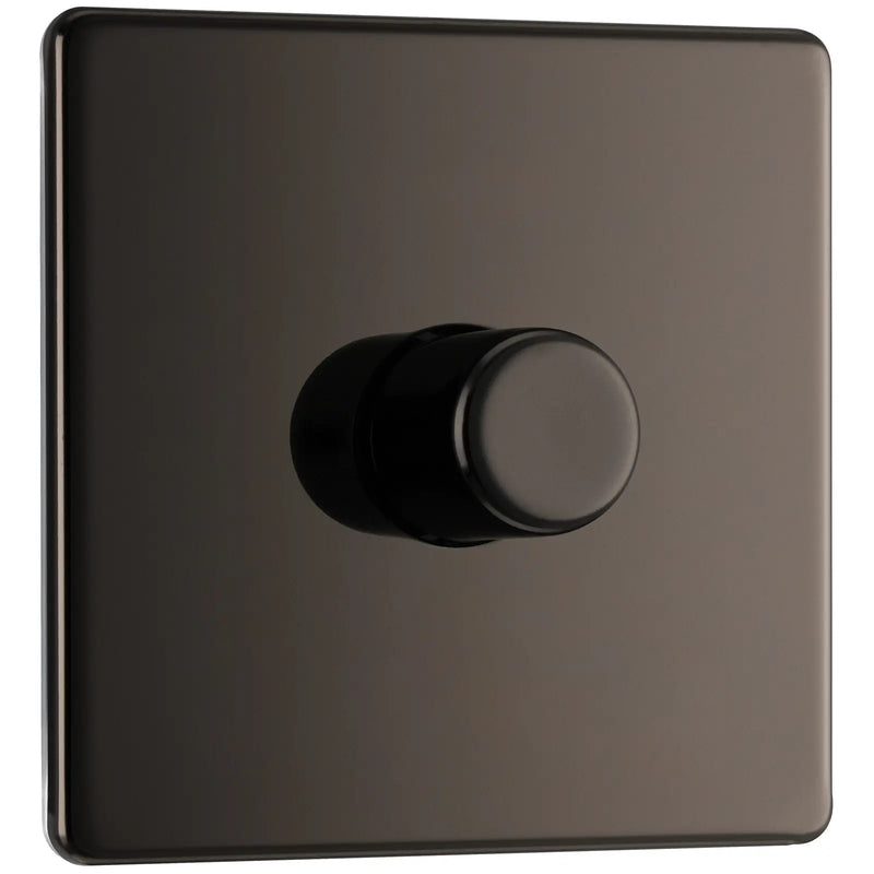 BG Electrical Flatplate Screwless Black Nickel - Single, 2 way push 200W