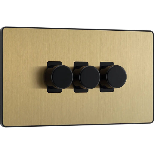 BG Electrical Evolve Satin Brass - Triple, 2 way push 200W