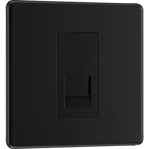 BG Electrical Flatplate Screwless Matt Black - Single telephone socket, secondary