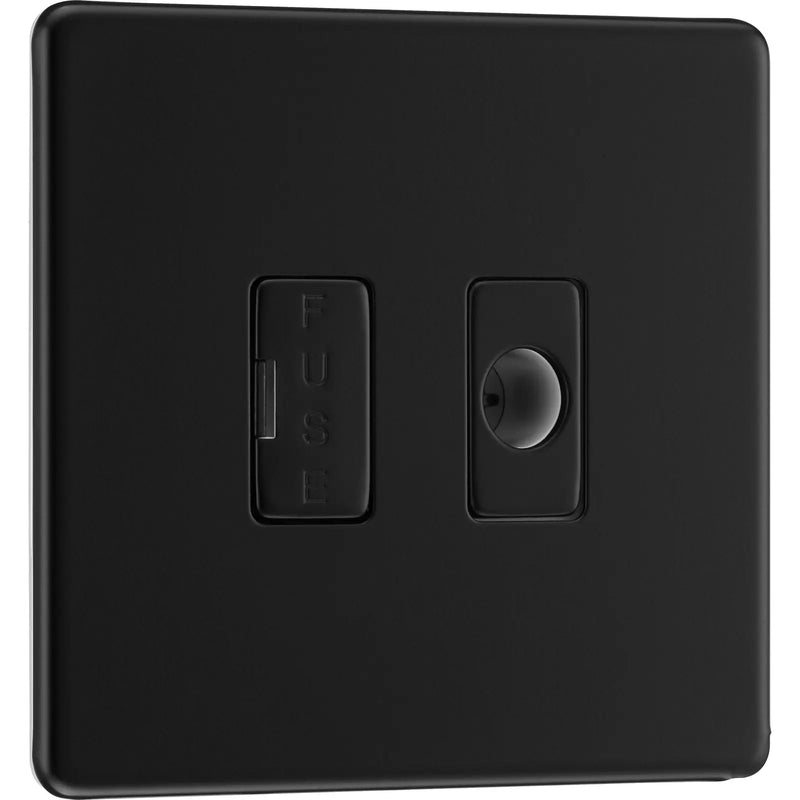 BG Electrical Flatplate Screwless Matt Black - Unswitched and fused with flex outlet