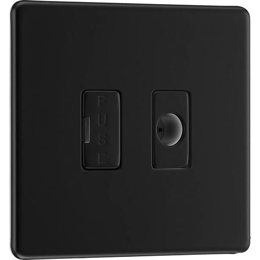 BG Electrical Flatplate Screwless Matt Black - Unswitched and fused with flex outlet
