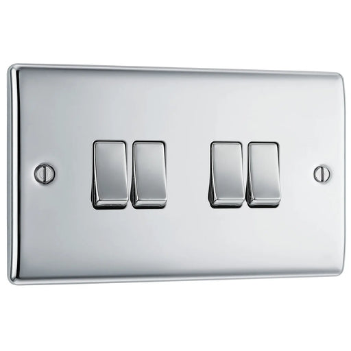 BG Electrical Nexus Metal Polished Chrome - Quadruple, 2 way switch