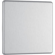BG Electrical Flatplate Screwless Brushed Steel - Single, blank plate