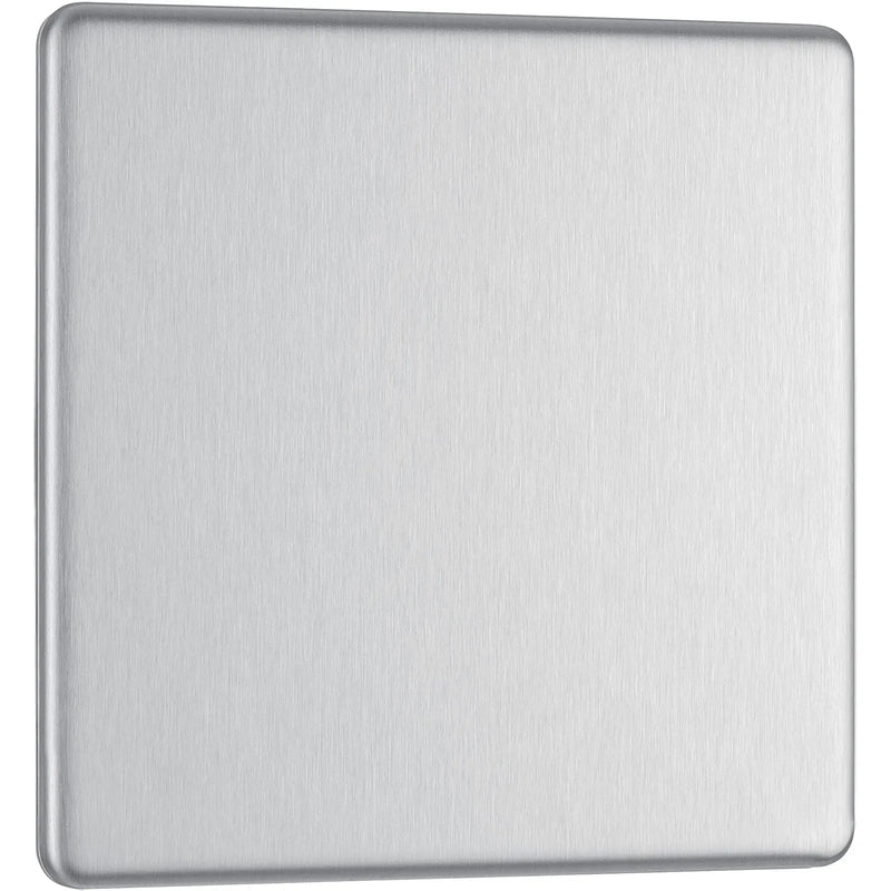 BG Electrical Flatplate Screwless Brushed Steel - Single, blank plate