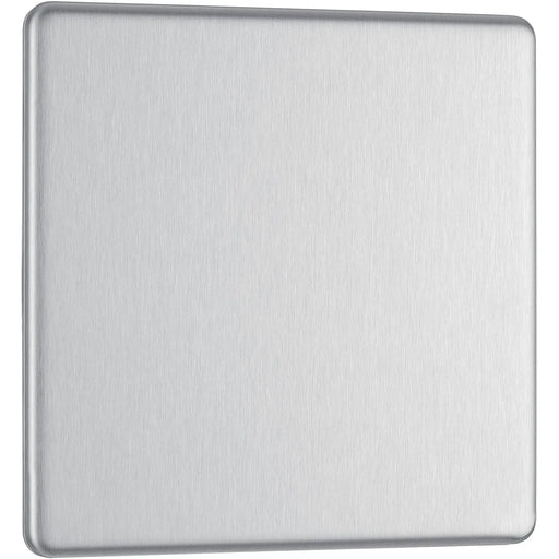 BG Electrical Flatplate Screwless Brushed Steel - Single, blank plate