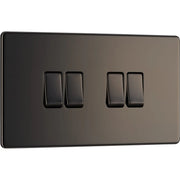 BG Electrical Flatplate Screwless Black Nickel - Quadruple 2 way switch