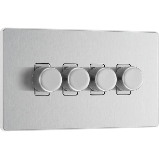 BG Electrical Evolve Brushed Steel - Quadruple, 2 way push 200W