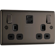 BG Electrical Nexus Metal Black Nickel - Double switched single pole, with USB A + C (22W)