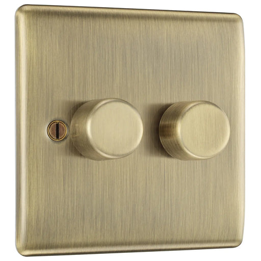 BG Electrical Nexus Metal Antique Brass - Double, 2 way push 200W