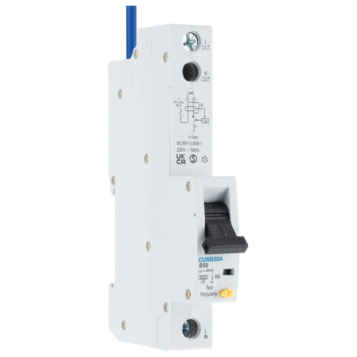BG Circuit Protection RCBO - Unidirectional 50A B Curve RCBO Type A 1P 1 Module