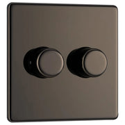 BG Electrical Flatplate Screwless Black Nickel - Double 2 way push 200W