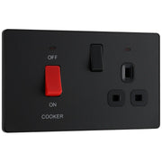 BG Electrical Evolve Matt Black - 45A double pole with switched socket and indicators