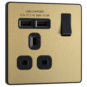 BG Electrical Evolve Satin Brass - Single, switched, single pole, with 2 x USB A