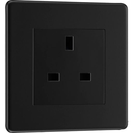 BG Electrical Flatplate Screwless Matt Black - Single unswitched