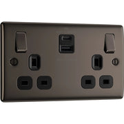 BG Electrical Nexus Metal Black Nickel - Double switched single pole, with USB A + C (45W)