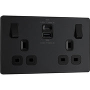 BG Electrical Evolve Matt Black - Double switched single pole, with USB A + C (45W)