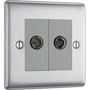 BG Electrical Nexus Metal Brushed Steel - Double, co-axial
