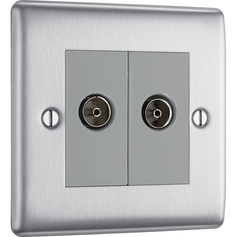 BG Electrical Nexus Metal Brushed Steel - Double, co-axial