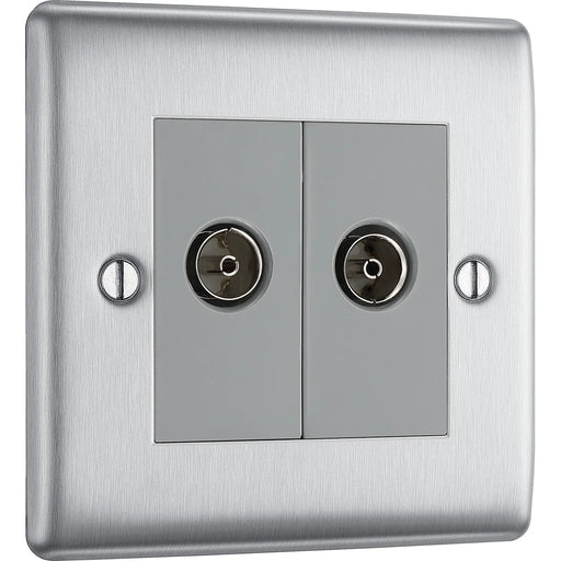 BG Electrical Nexus Metal Brushed Steel - Double, co-axial
