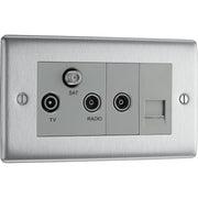 BG Electrical Nexus Metal Brushed Steel - Triplex with BT outlet and co-axial return - screened