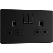 BG Electrical Flatplate Screwless Matt Black - Double switched, double pole