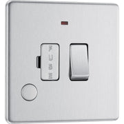 BG Electrical Flatplate Screwless Brushed Steel - Switched and fused with indicator and flex outlet