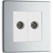 BG Electrical Flatplate Screwless Polished Chrome - Double, isolated, co-axial