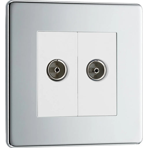 BG Electrical Flatplate Screwless Polished Chrome - Double, isolated, co-axial