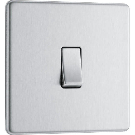 BG Electrical Flatplate Screwless Brushed Steel - Single, 2 way switch