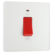 BG Electrical Evolve Pearlescent White - 45A, double pole, single plate, with indicator