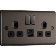 BG Electrical Nexus Metal Black Nickel - Double switched single pole, with USB A + C (12W)