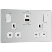 BG Electrical Evolve Brushed Steel - Double switched single pole, with USB A + C (22W)