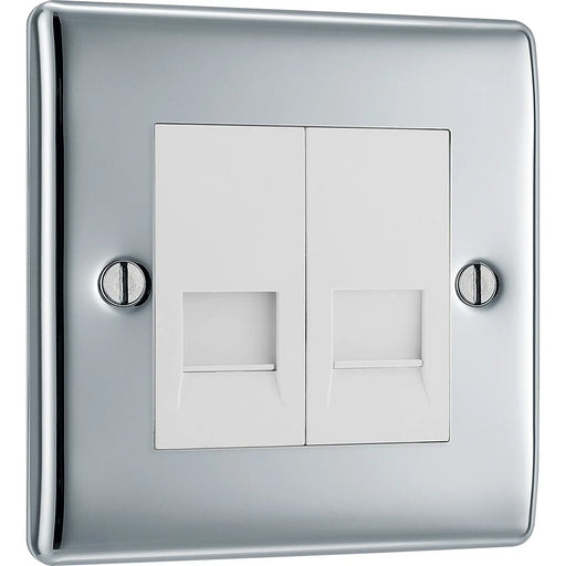 BG Electrical Nexus Metal Polished Chrome - Double, telephone socket, secondary