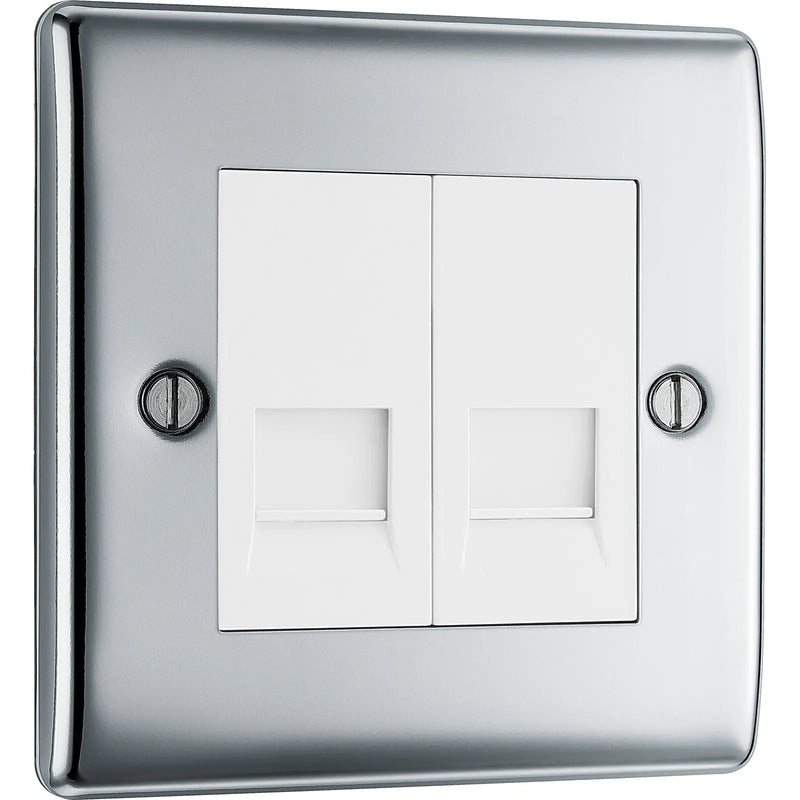 BG Electrical Nexus Metal Polished Chrome - Double, telephone socket, master