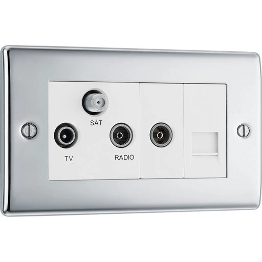 BG Electrical Nexus Metal Polished Chrome - Triplex with BT outlet and co-axial return - screened