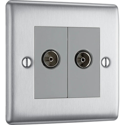 BG Electrical Nexus Metal Brushed Steel - Double, isolated, co-axial