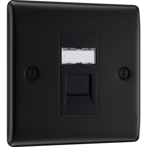 BG Electrical Nexus Metal Matt Black - Single, RJ45 data socket